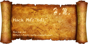 Hack Máté névjegykártya